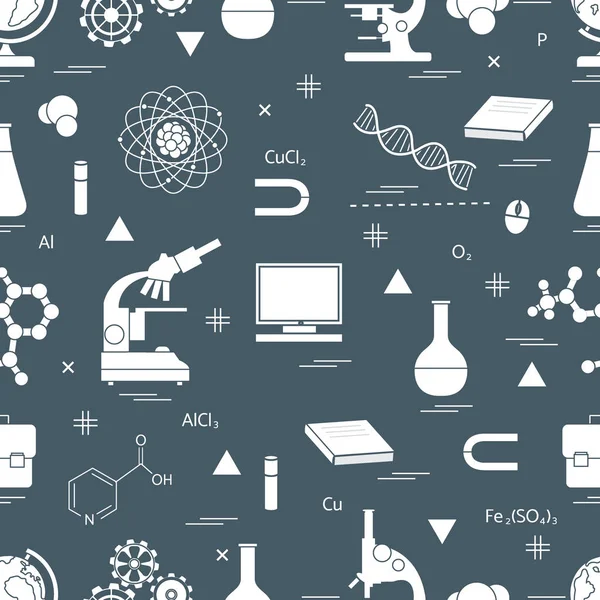 다양 한 과학, 교육 요소와 원활한 패턴: gl — 스톡 벡터