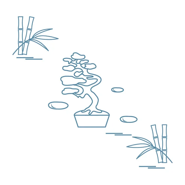 Icône stylisée de bonsaï et de bambou . — Image vectorielle