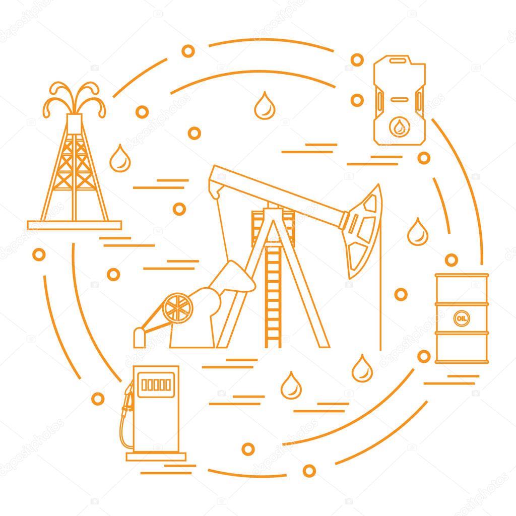 Cute vector illustration of the equipment for oil production, ca