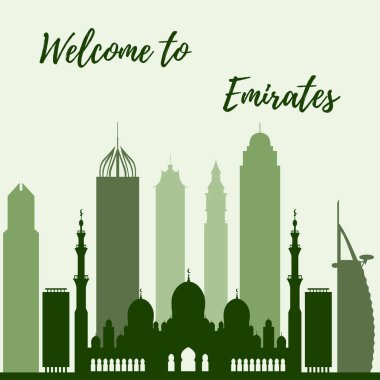 Birleşik Arap Emirlikleri gökdelenler silhouet vektör çizim