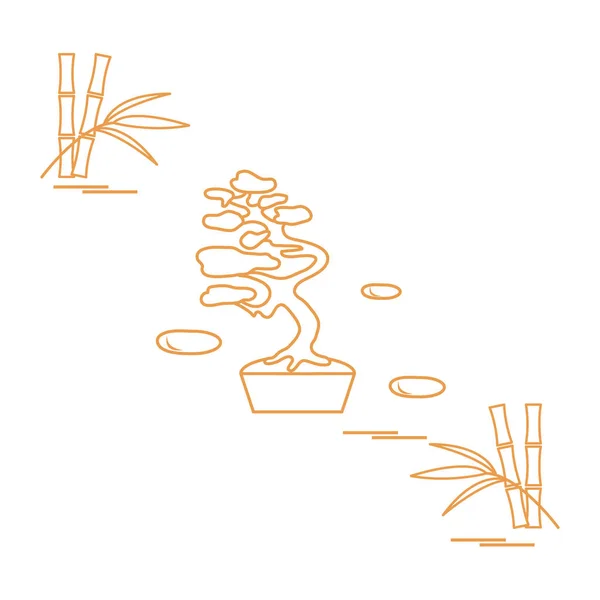 Icono estilizado de árbol de bonsái y bambú . — Vector de stock