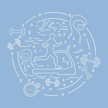 Bir koşu bandı üzerinde koşu adamın illüstrasyon vektör ve farklı