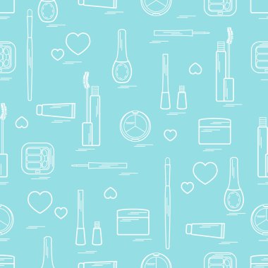 Dekoratif kozmetik ve ca çeşitli unsurların şirin desen