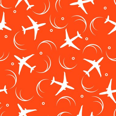 Uçaklar ve uçak izleri ile şirin seamless modeli.