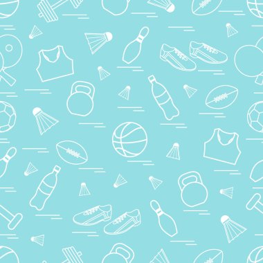 Spor konulu seamless modeli. Vektör çizim spor