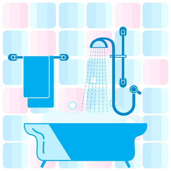 Illustration vectorielle mignonne de divers éléments de salle de bain : douche, b — Image vectorielle