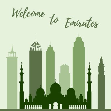 Birleşik Arap Emirlikleri gökdelenler silhouet vektör çizim