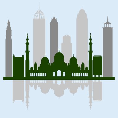 Birleşik Arap Emirlikleri gökdelenler silhouet vektör çizim