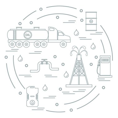 Sevimli vektör çizim petrol tankeri, petrol produ için donatım