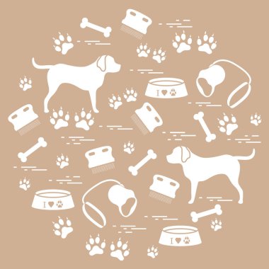 Bir CI düzenlenmiş köpek bakımı için sevimli vektör çizim ürünler