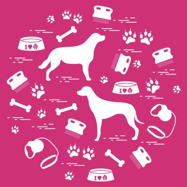 Bir CI düzenlenmiş köpek bakımı için sevimli vektör çizim ürünler