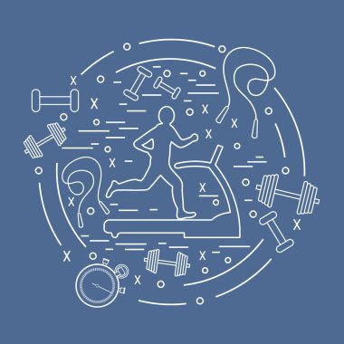 Bir koşu bandı üzerinde koşu adamın illüstrasyon vektör ve farklı