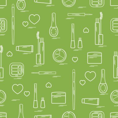 Dekoratif kozmetik ve ca çeşitli unsurların şirin desen