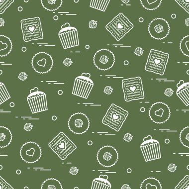 Şirin seamless modeli farklı romantik tatlılar. Aşk conce