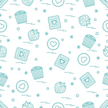 Şirin seamless modeli farklı romantik tatlılar. Aşk conce