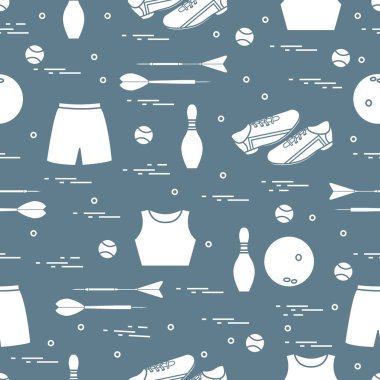 Spor için çeşitli ürünler ile Seamless modeli. Spor Tema.
