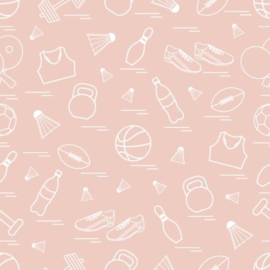 Spor konulu seamless modeli. Vektör çizim spor