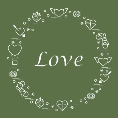 Sevimli vektör çizim ile farklı romantik sembolleri düzenlemek