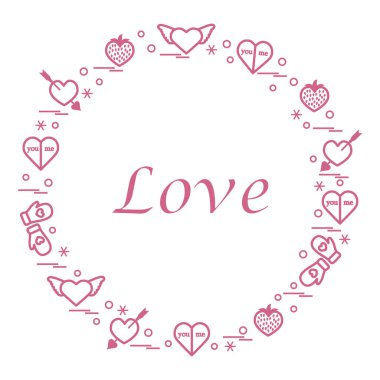 Sevimli vektör çizim ile farklı romantik sembolleri düzenlemek