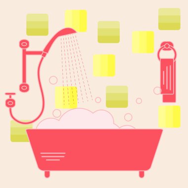 Çeşitli banyo öğeleri tatlı vektör çizim: duş, b