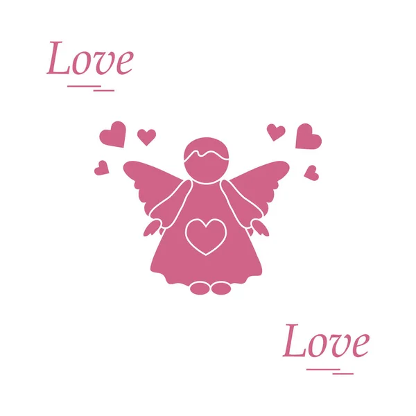 Schattig vectorillustratie: angel en harten. Symbool van de liefde. — Stockvector