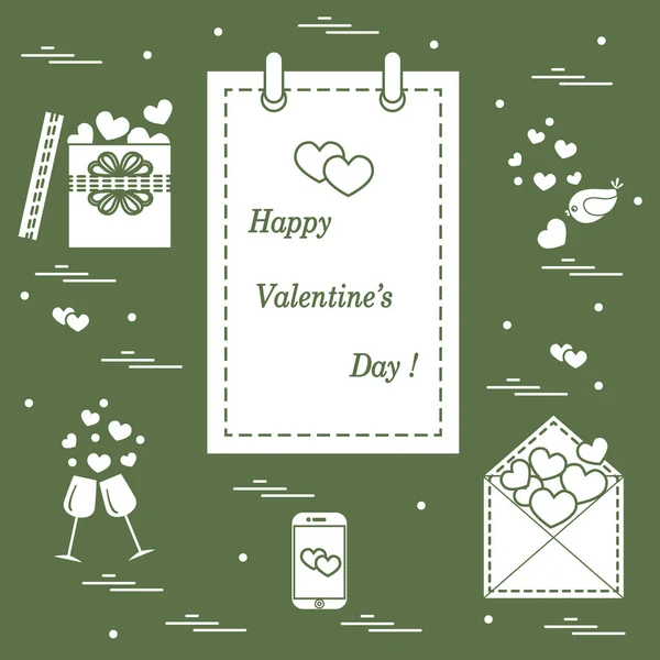Aranyos vektoros illusztráció: Valentin-nap, ajándék naptár — Stock Vector