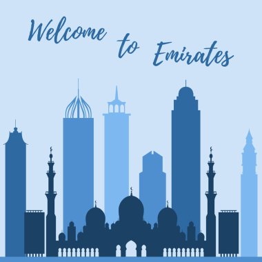 Birleşik Arap Emirlikleri gökdelenler silhouet vektör çizim