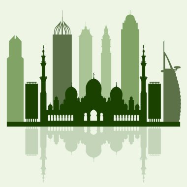 Birleşik Arap Emirlikleri gökdelenler silhouet vektör çizim
