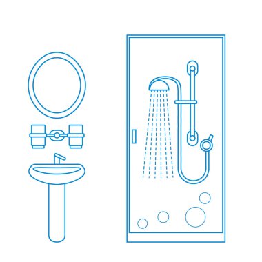 Banyo iç tasarım tatlı vektör çizim: duş kabin