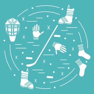 Hokey ve snowboard için çeşitli konularda vektör çizim