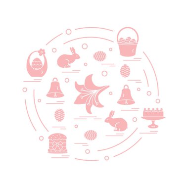 Sevimli vektör çizim Paskalya arran için farklı semboller ile