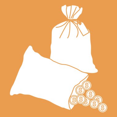 Düğümlü bir çanta para ile ve açık çanta pour ile stilize simgesi