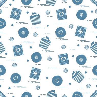 Şirin seamless modeli farklı romantik tatlılar. Aşk conce