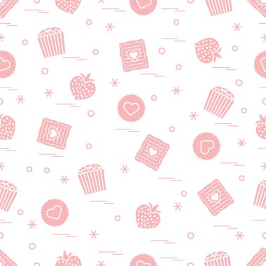 Şirin seamless modeli farklı romantik tatlılar. Aşk conce