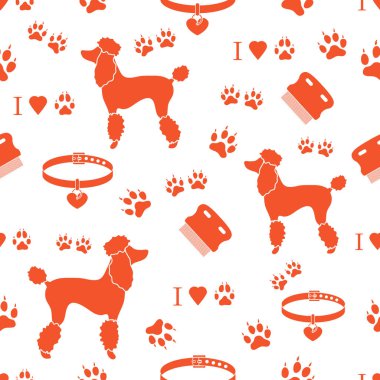 Fino köpeği siluet, tarak, yaka, köpek track seamless modeli