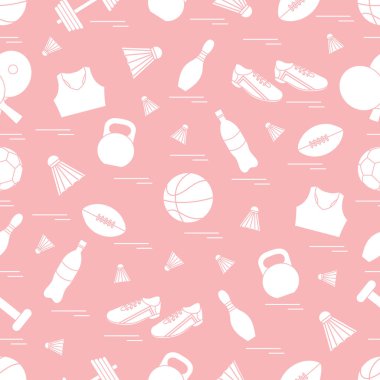 Spor konulu seamless modeli. Vektör çizim spor