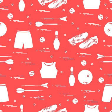 Spor için çeşitli ürünler ile Seamless modeli. Spor Tema.