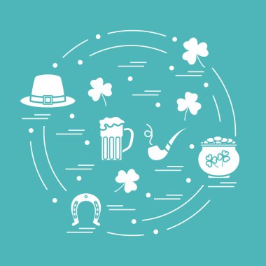 Cute vector illustration with different symbols for St. Patrick'