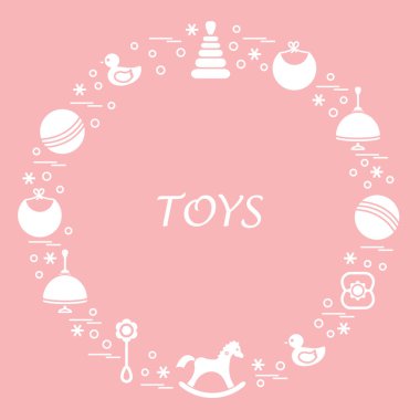 Vektör çizim çocuklar bir daire içinde düzenlenmiş elemanları: whirligi