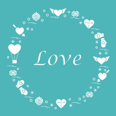 Sevimli vektör çizim ile farklı romantik sembolleri düzenlemek