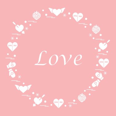 Sevimli vektör çizim ile farklı romantik sembolleri düzenlemek