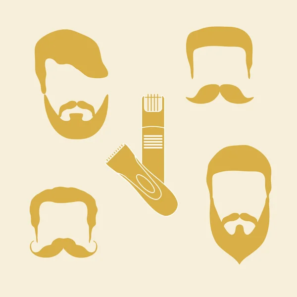 Милая векторная иллюстрация мужских причесок, бород, усов, т — стоковый вектор