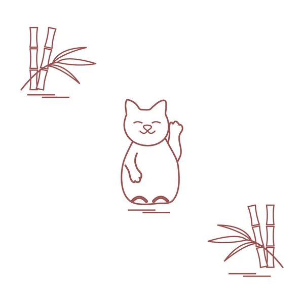 Icono estilizado del gato afortunado japonés Maneki Neko . — Archivo Imágenes Vectoriales