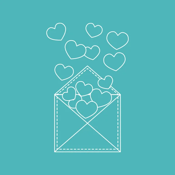 Lindo vector ilustración de sobre postal con corazones . — Vector de stock