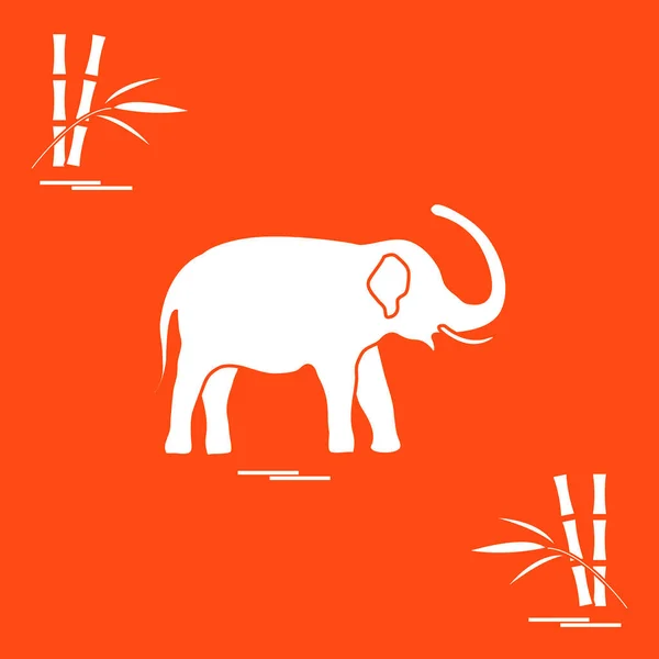 Stylized icon of elephant and bamboo. — Stock Vector