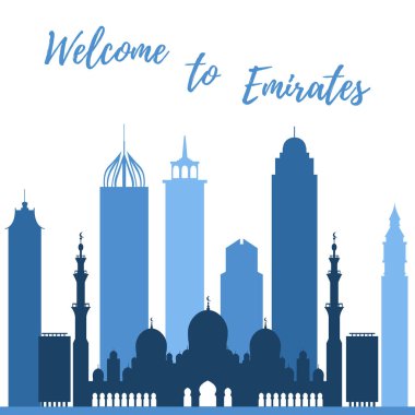Birleşik Arap Emirlikleri gökdelenler silhouet vektör çizim