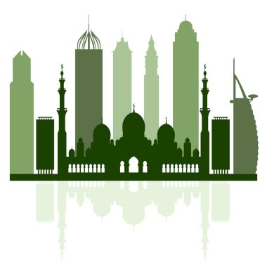 Birleşik Arap Emirlikleri gökdelenler silhouet vektör çizim