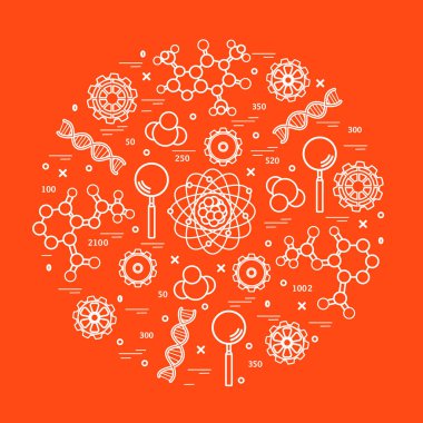 Stilize vektör simge çeşitli bilimsel, eğitim elemanları.