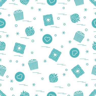 Şirin seamless modeli farklı romantik tatlılar. Aşk conce