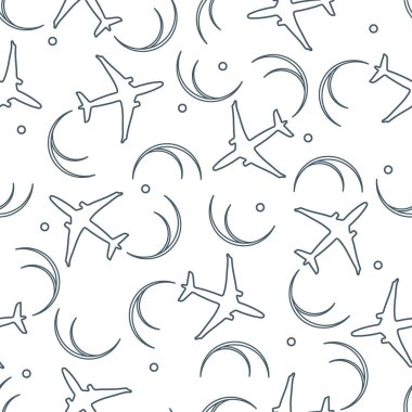 Uçaklar ve uçak izleri ile şirin seamless modeli.